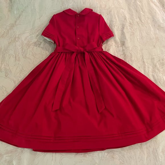 Luli & Me Girls 6 Smocked Floral Red Dress - Picture 7 of 13
